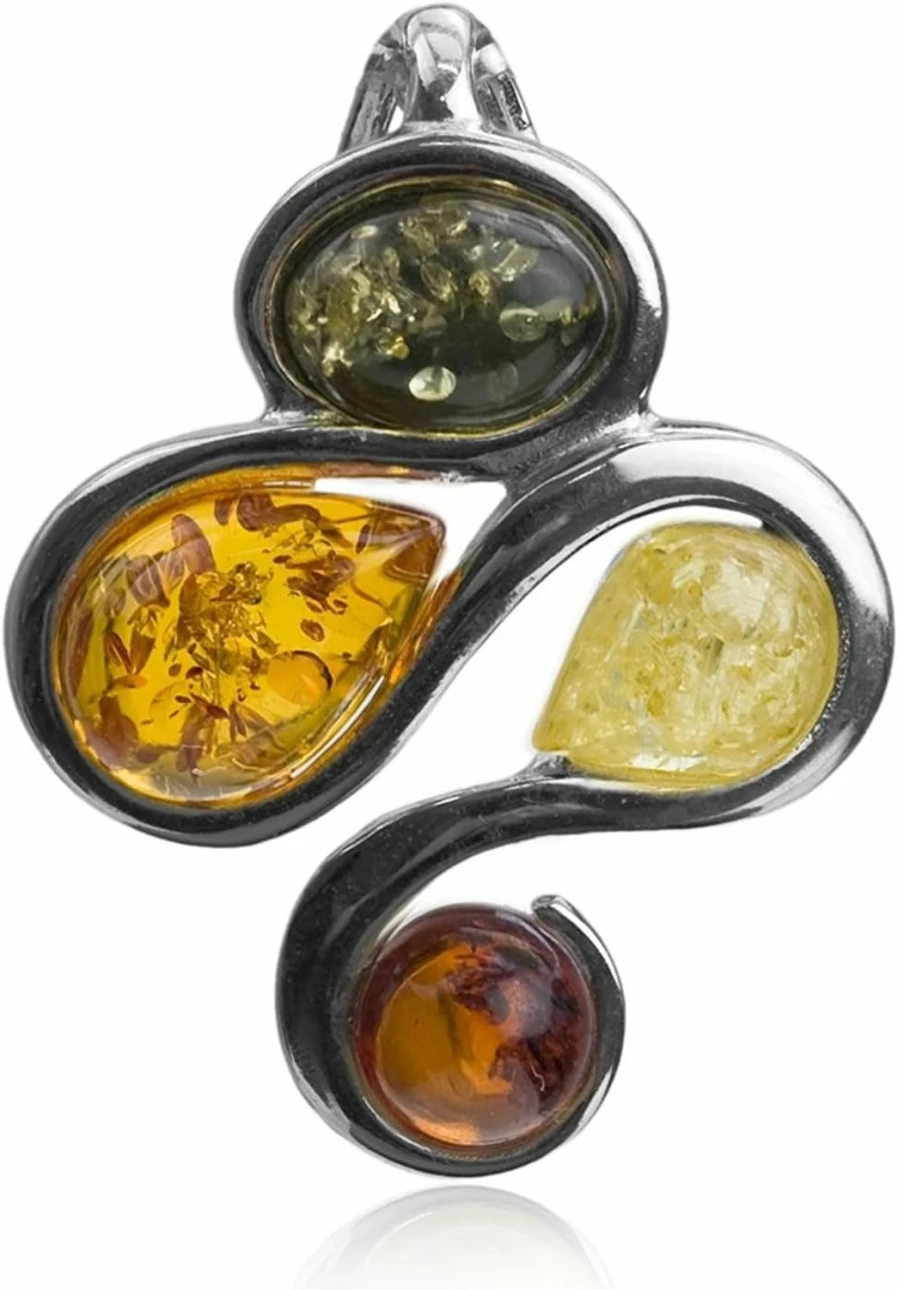"Ian and Valeri Co. Multicolor Amber Sterling Silver Pendant Necklace – Handcrafted Jewelry"