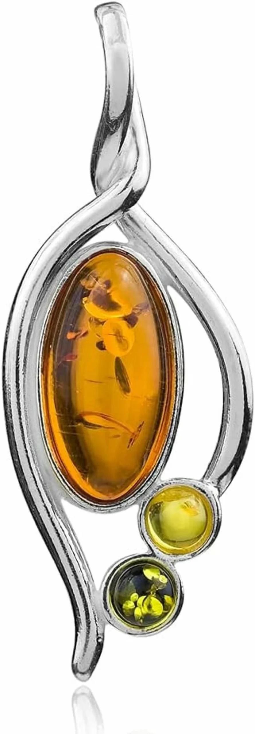"Ian and Valeri Co. Multicolor Amber Sterling Silver Pendant – Handcrafted Medium Size Jewelry"