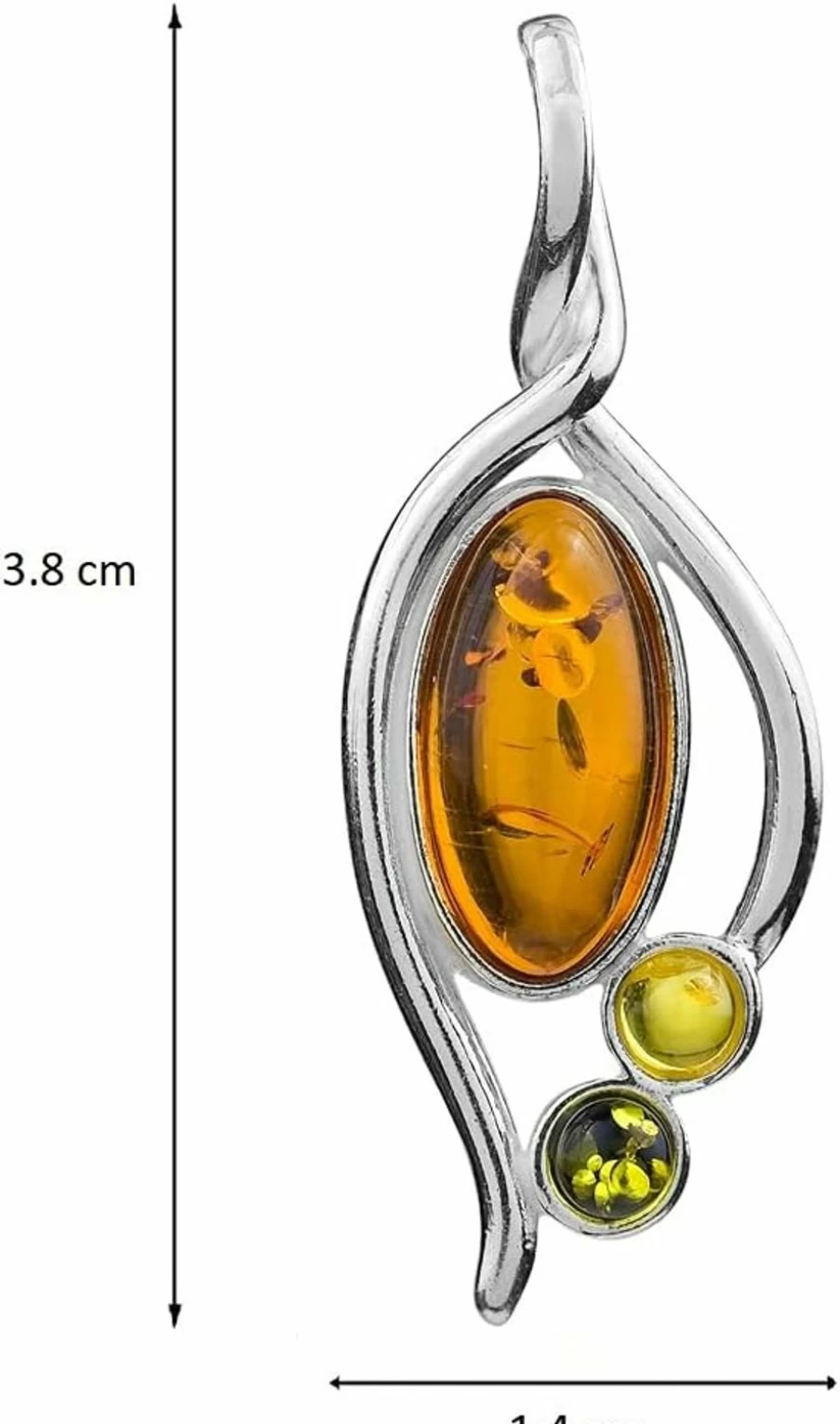 "Ian and Valeri Co. Multicolor Amber Sterling Silver Pendant – Handcrafted Medium Size Jewelry"