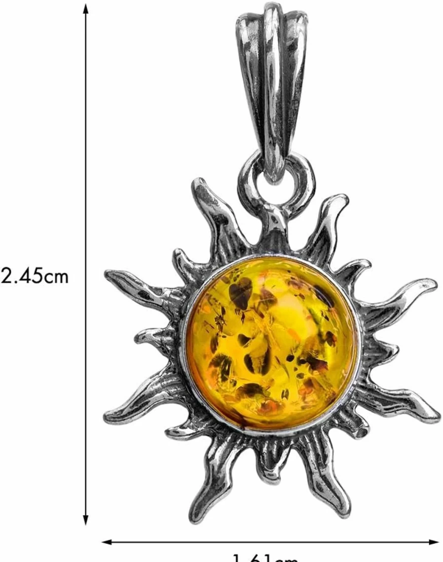 "Ian and Valeri Co. Sterling Silver Amber Sun Pendant Necklace – Handcrafted Jewelry"