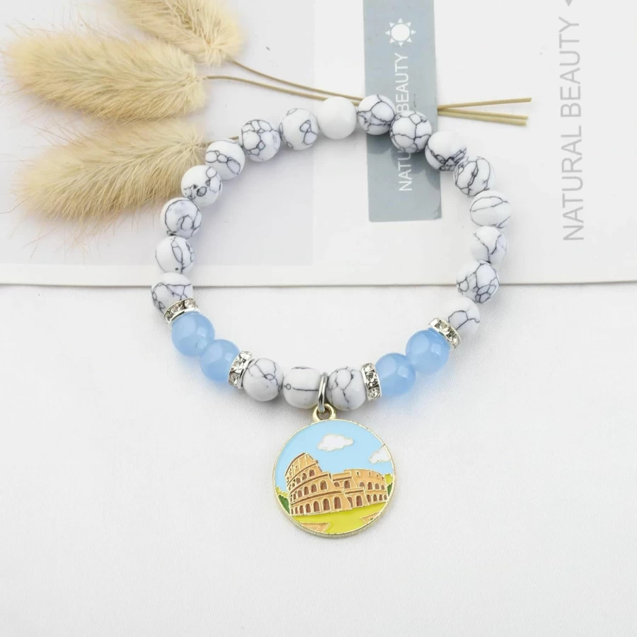 WSNANG Roman Colosseum Charm Bracelet - Authentic Roman Travel Souvenir, Unique Lover Gift for Her, Handmade Jewelry for Women