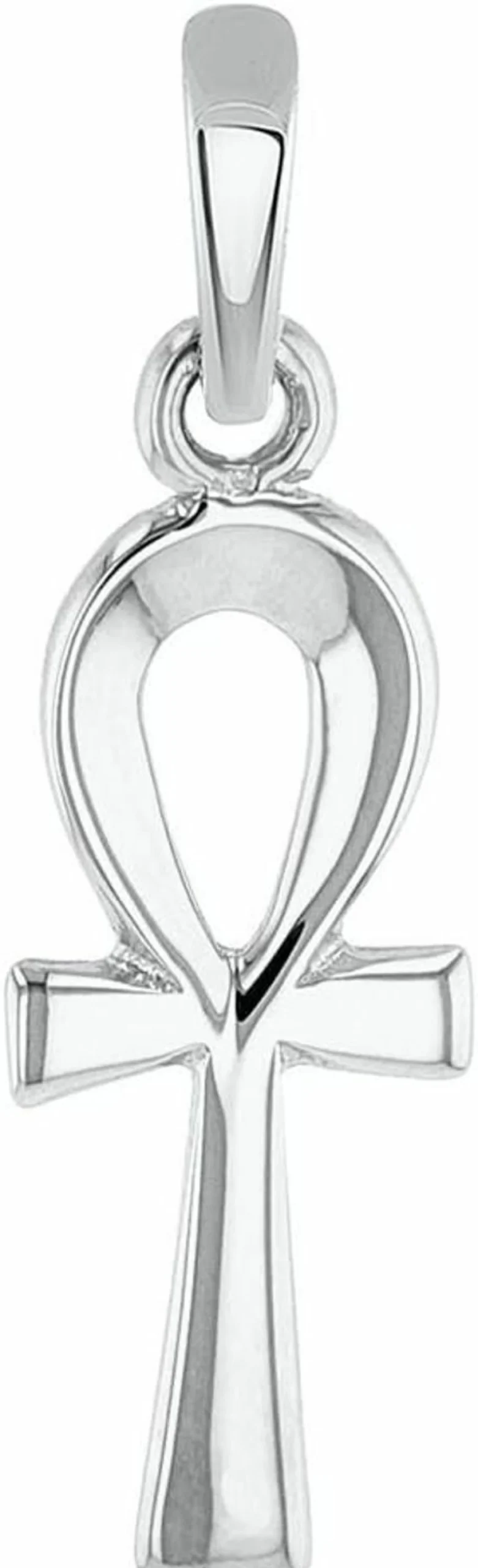 14K White Gold Egyptian Ankh Cross Pendant - Jewelry America Dainty Charm Necklace