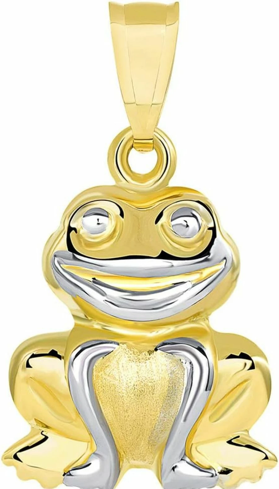14K Two-Tone Gold 3D Smiling Frog Pendant - Detailed Handcrafted Jewelry by Jewelry America