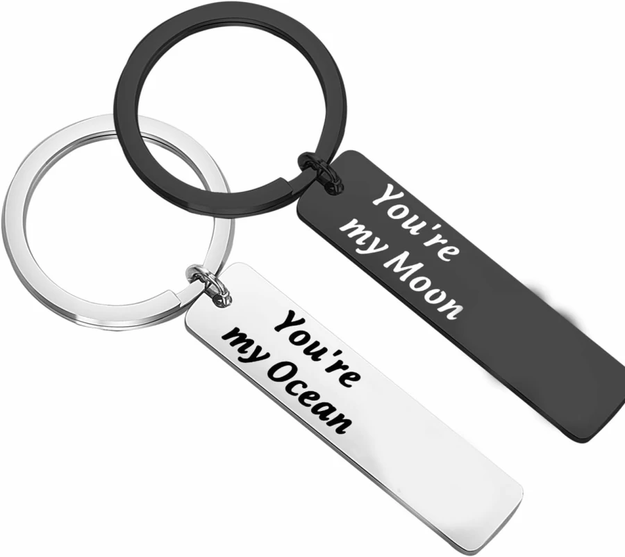FAADBUK Couple Keychain Set - Best Friends Jewelry, You're My Moon & Ocean Gift, Cartoon Inspired Matching Keyrings