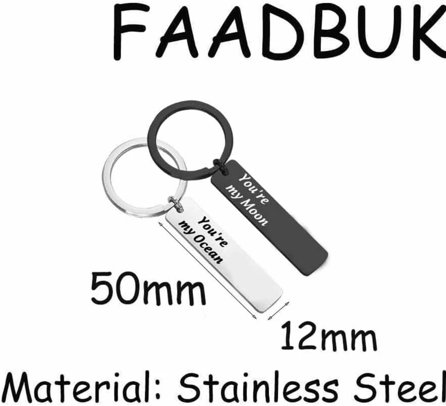FAADBUK Couple Keychain Set - Best Friends Jewelry, You're My Moon & Ocean Gift, Cartoon Inspired Matching Keyrings