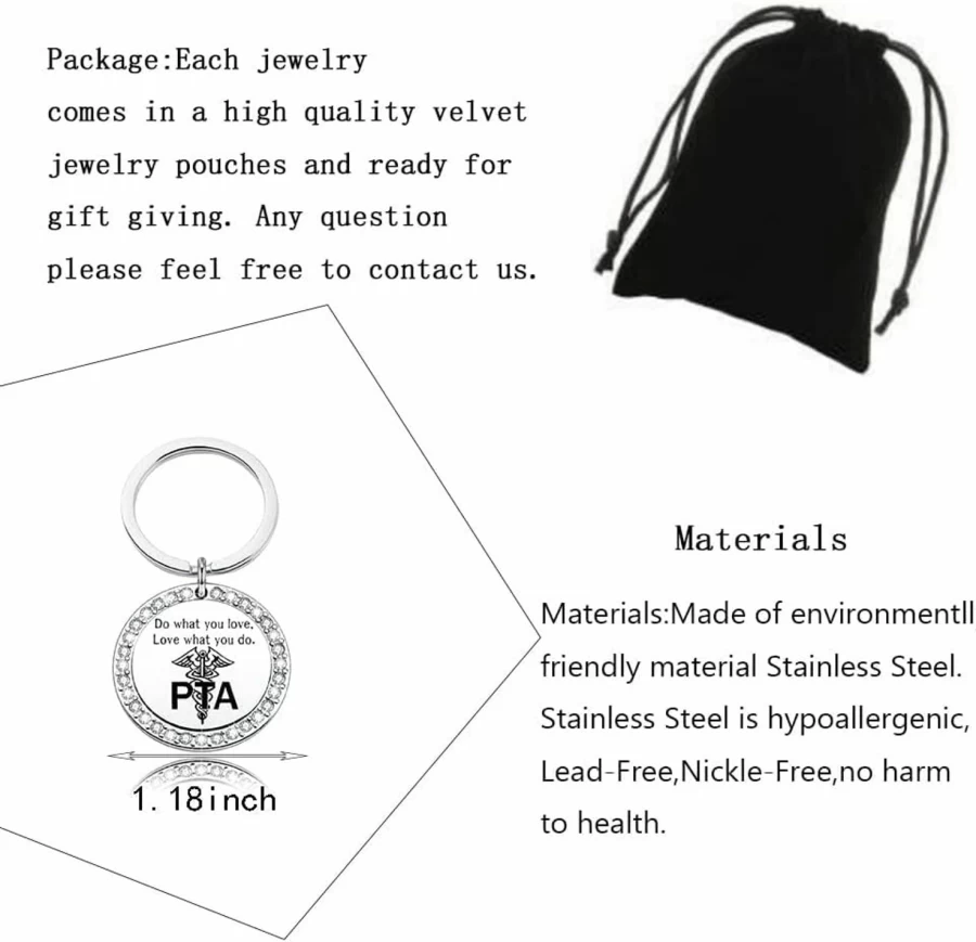 "WKXZMTR Inspirational Physical Therapist Assistant Keychain Gift for PTA Students - Thoughtful Jewelry for Healthcare Professionals"