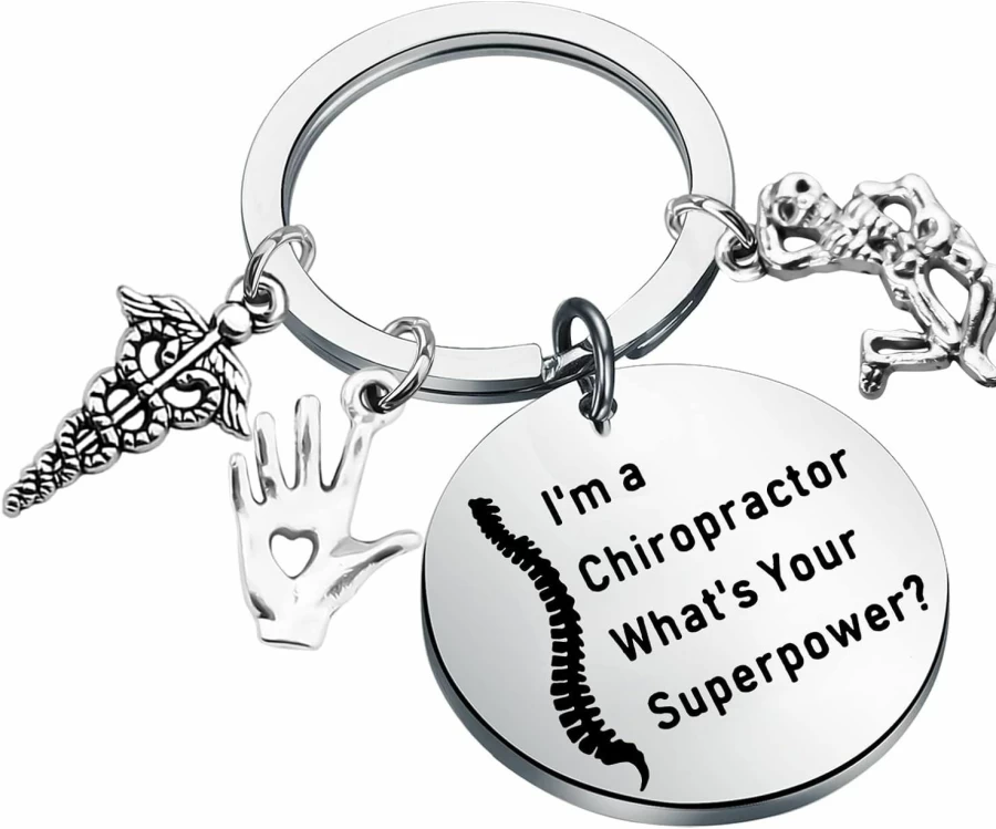 WSNANG Chiropractic Keychain - Spine Specialist Gift for Chiropractor, Doctor, Student Graduation, Medical Jewelry