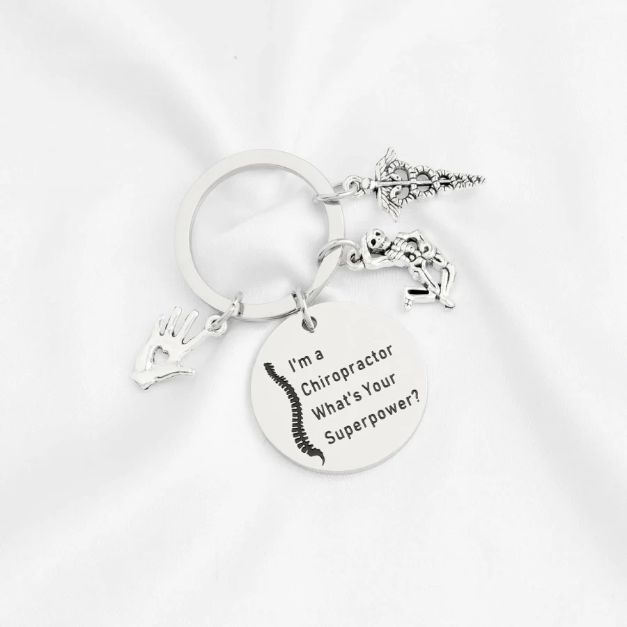 WSNANG Chiropractic Keychain - Spine Specialist Gift for Chiropractor, Doctor, Student Graduation, Medical Jewelry