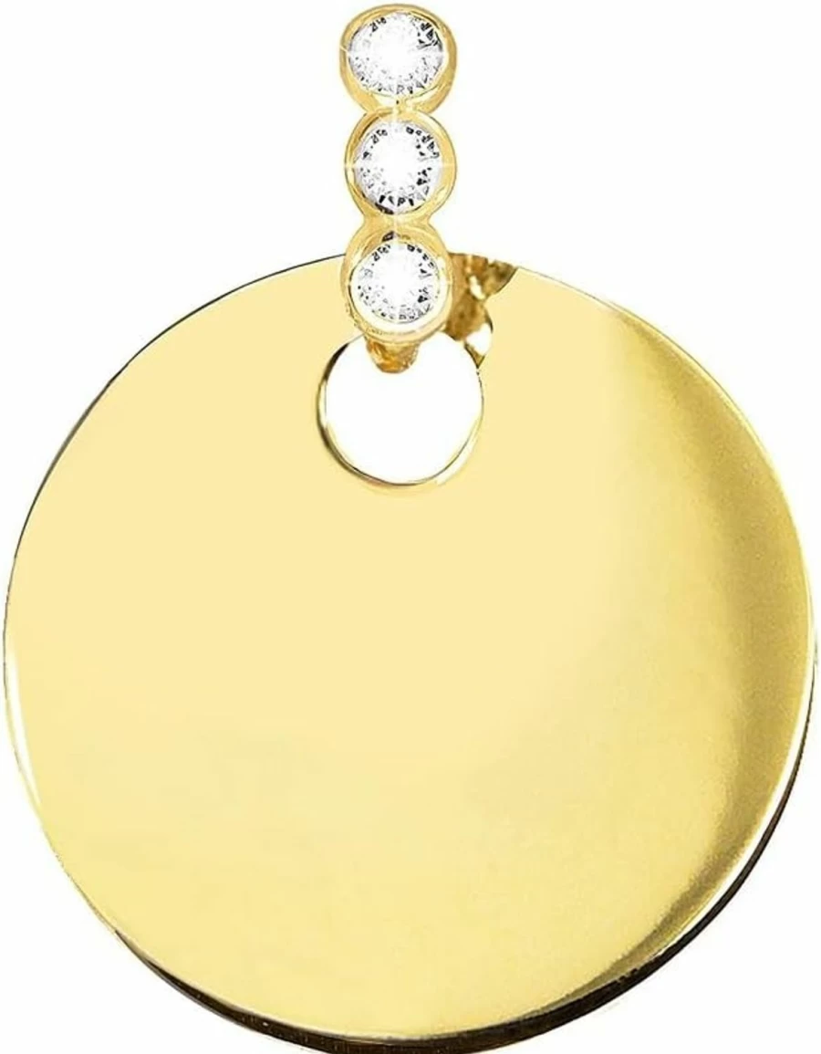 "Forme di Lucchetta 14K Gold Round Sapphire Medal Pendant for Necklace | Italian Fine Jewelry | 4mm Charm"