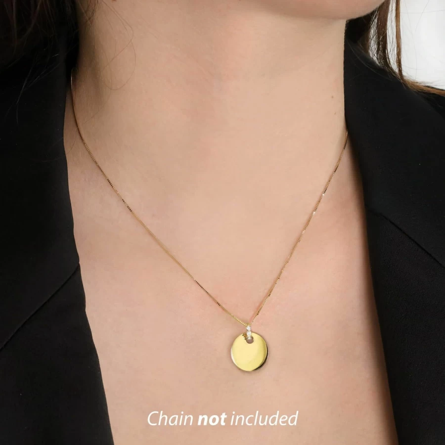 "Forme di Lucchetta 14K Gold Round Sapphire Medal Pendant for Necklace | Italian Fine Jewelry | 4mm Charm"