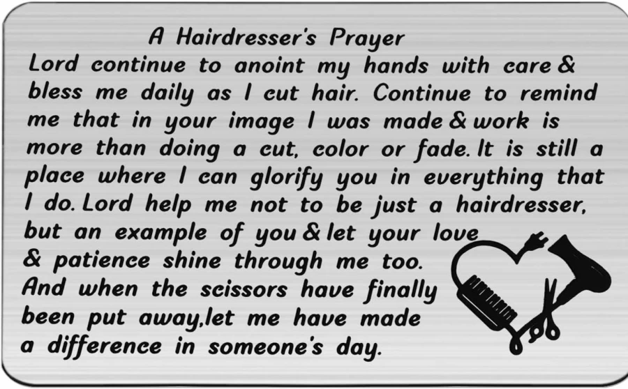 WSNANG Inspirational Hairdresser Prayer Wallet Card - Gift for Hair Stylists, Barbers & Salon Professionals