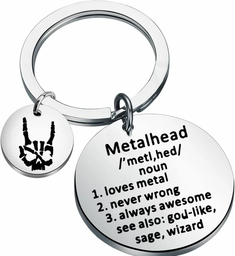 TIIMG Heavy Metal Band Keychain - Rocker Gift for Metal Fans, Black Metalhead Keychain Gift, Music Lover Present