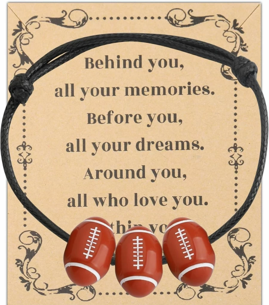 FEELMEM Rugby Charm Bracelet for Women - Rugby Team Jewelry Gift for Players & Fans, Sporty Rugby Ball Bracelet, Unique Sports Lover Present