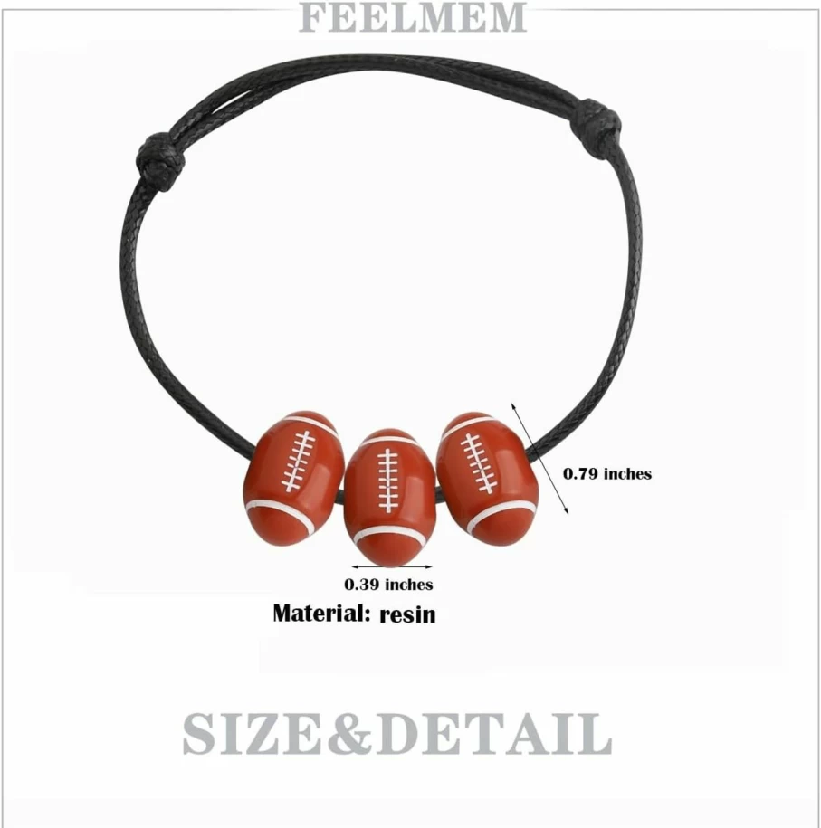 FEELMEM Rugby Charm Bracelet for Women - Rugby Team Jewelry Gift for Players & Fans, Sporty Rugby Ball Bracelet, Unique Sports Lover Present