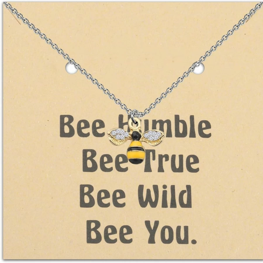 CYTING Bee Charm Necklace - Unique Beekeeper Gift, Entomologist Jewelry, Honey Bee Lover Present for Women, Handmade Silver Bee Pendant, Dainty Nature Inspired Necklace