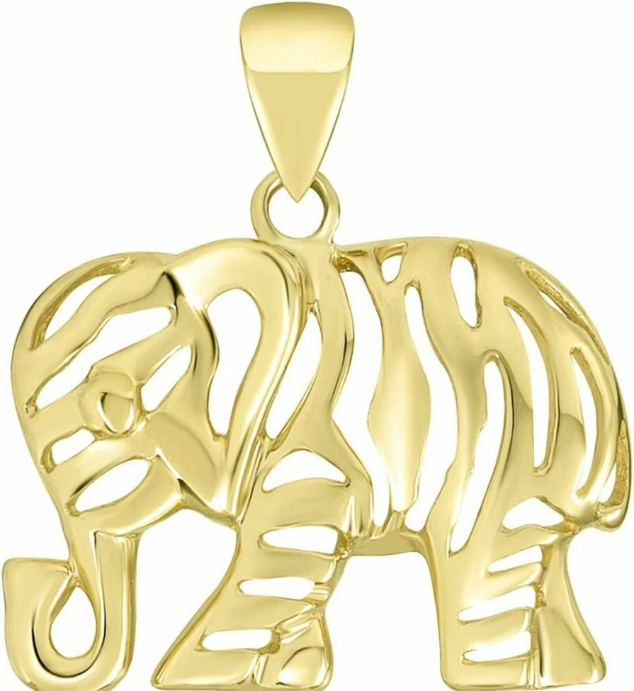 "Jewelry America 14K Yellow Gold Elephant Charm Pendant - Elegant Animal Jewelry"