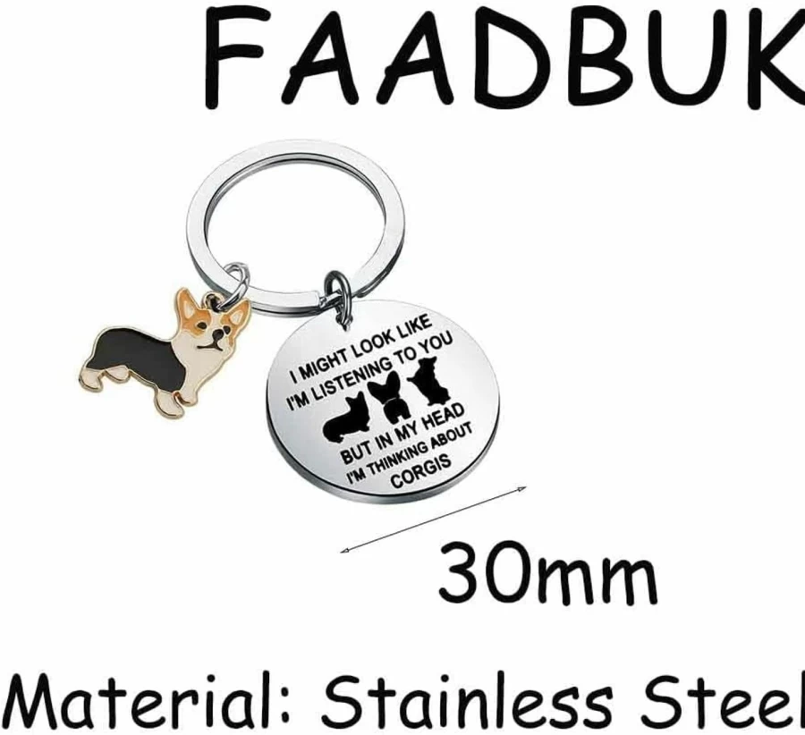 FAADBUK Cute Corgi Keychain - Perfect Gift for Corgi Lovers & Dog Owners - Durable Pet Accessories