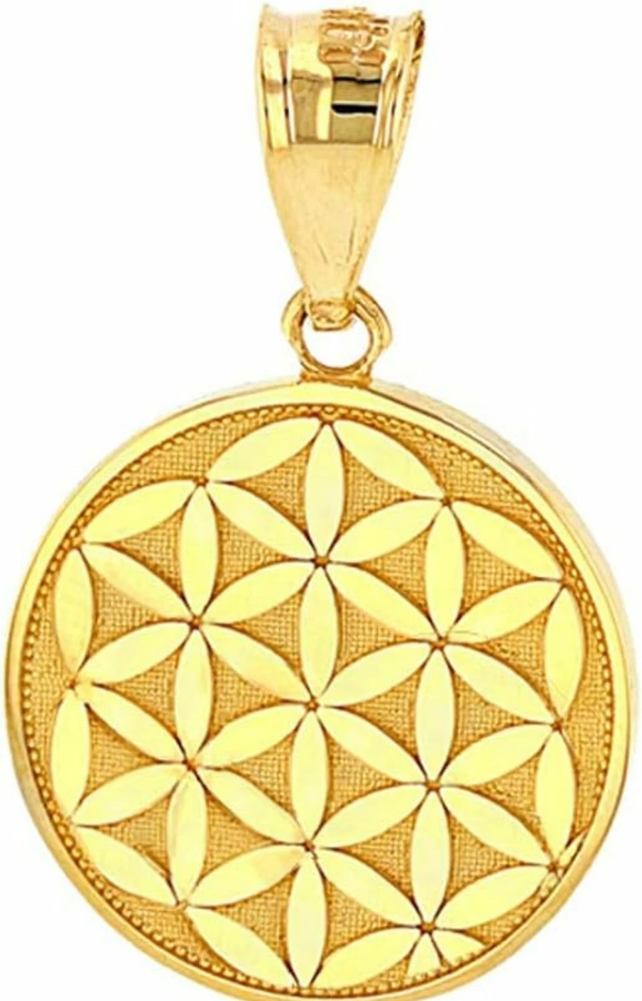 "Claddagh Gold 14K Solid Gold Flower of Life Pendant - Sacred Geometry Charm (1.0 Inch)"