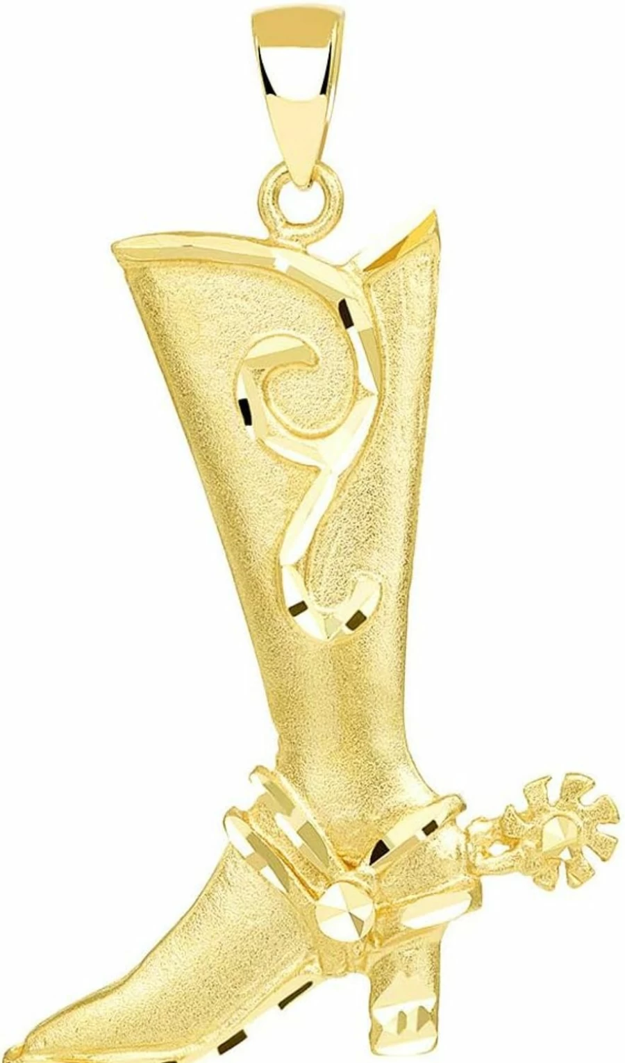 14K Yellow Gold Cowboy Boot Pendant with Spurs - Double Sided Western Charm - Jewelry America