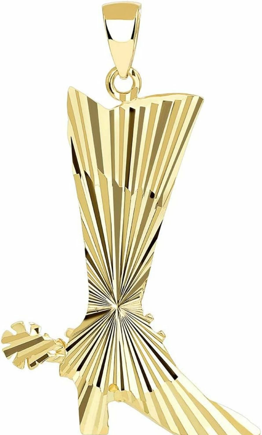 14K Yellow Gold Cowboy Boot Pendant with Spurs - Double Sided Western Charm - Jewelry America