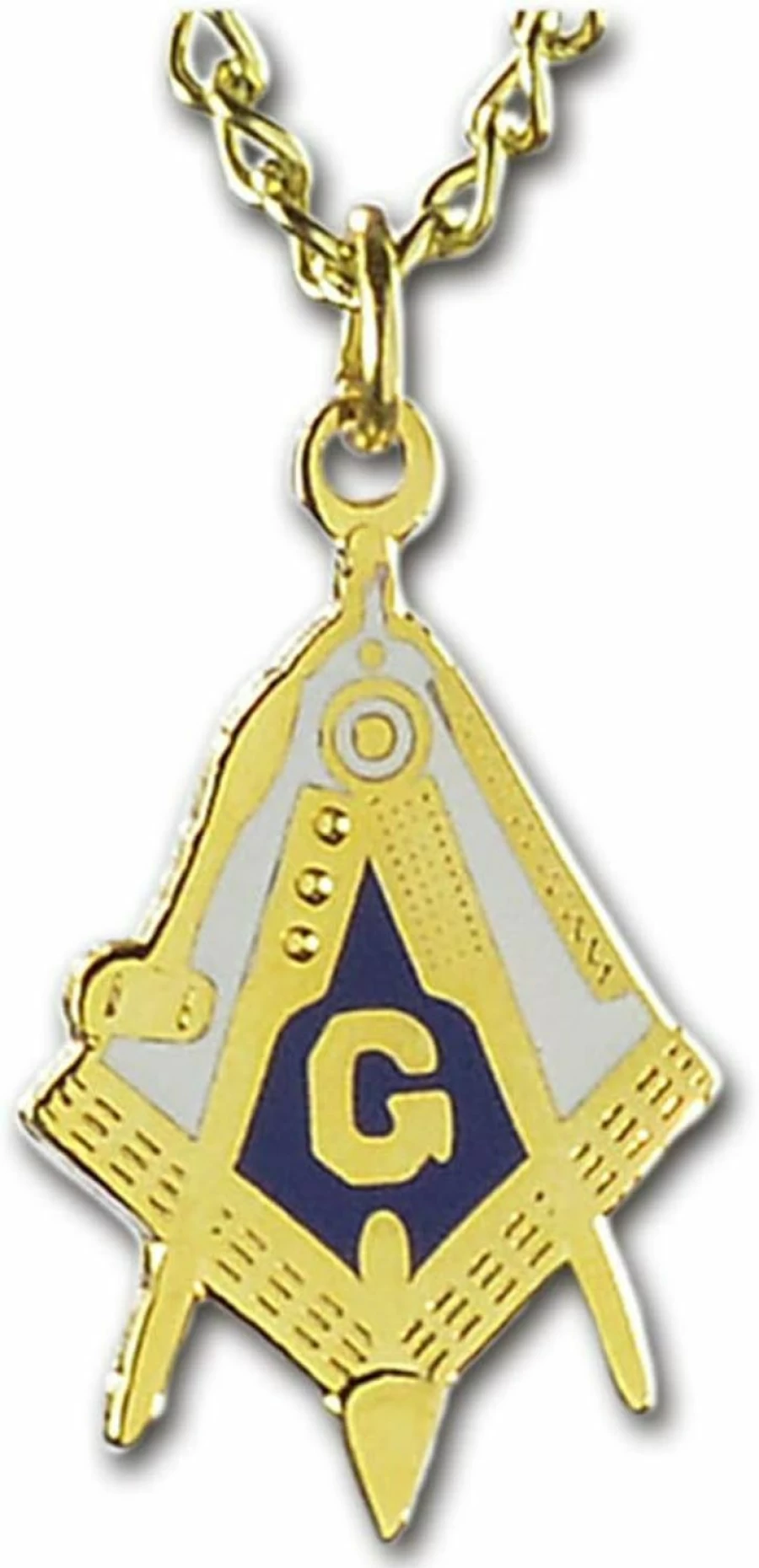 Masonic Square & Compass Necklace - Blue & White Enamel Jewelry - 1 1/8" Tall - The Masonic Exchange