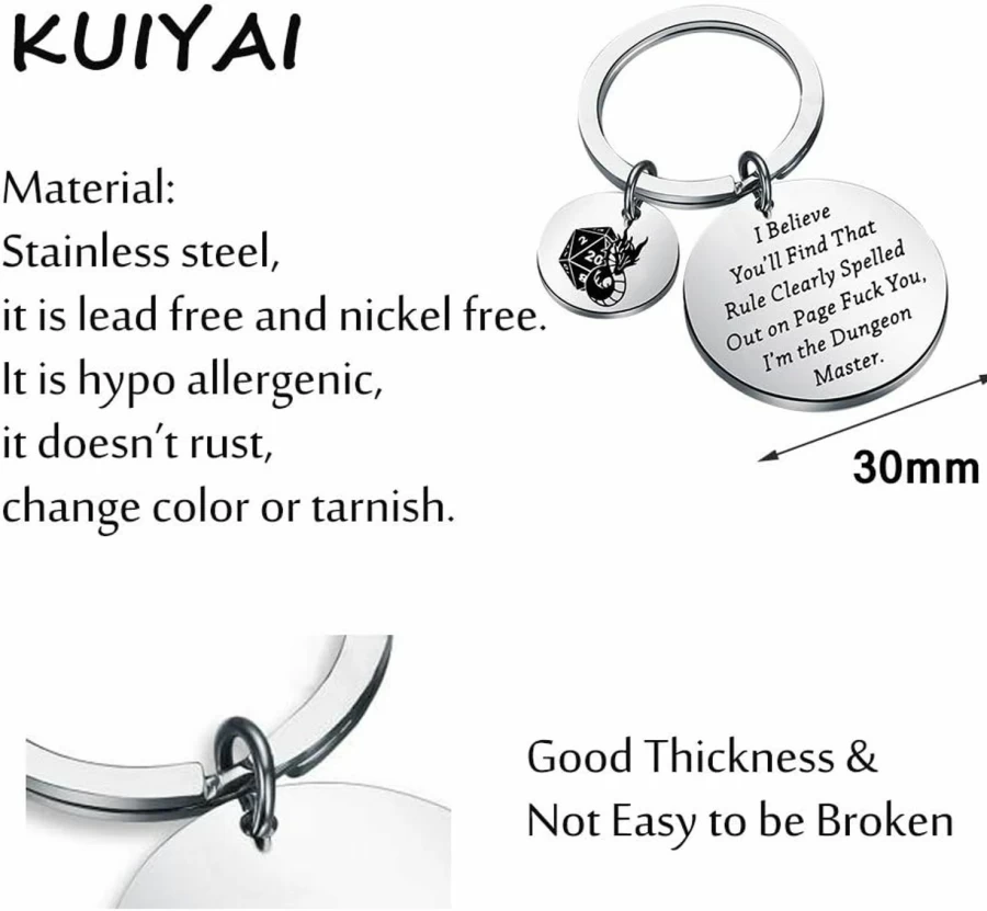 KUIYAI Funny Dragon Game Keychain - Unique Geek Gift for Gamers & Game Lovers