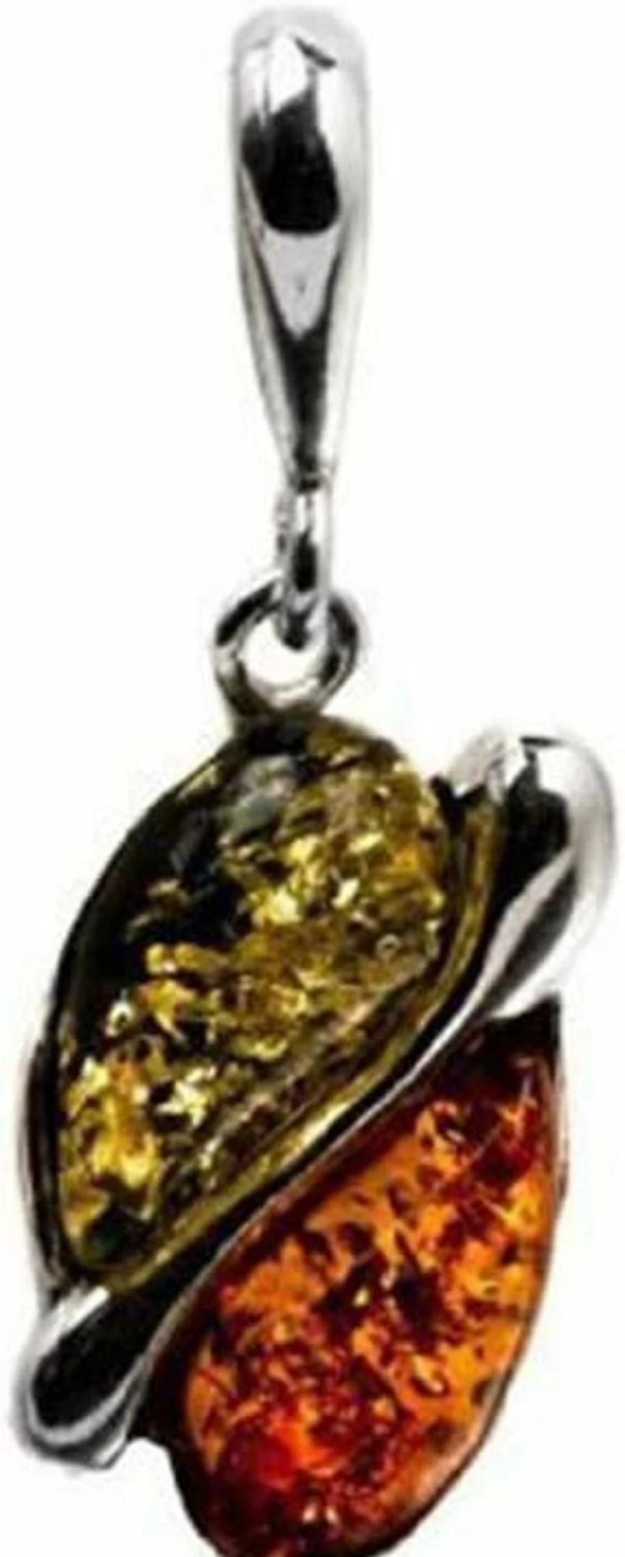Amber by Graciana Sterling Silver Multicolor Oval Amber Pendant