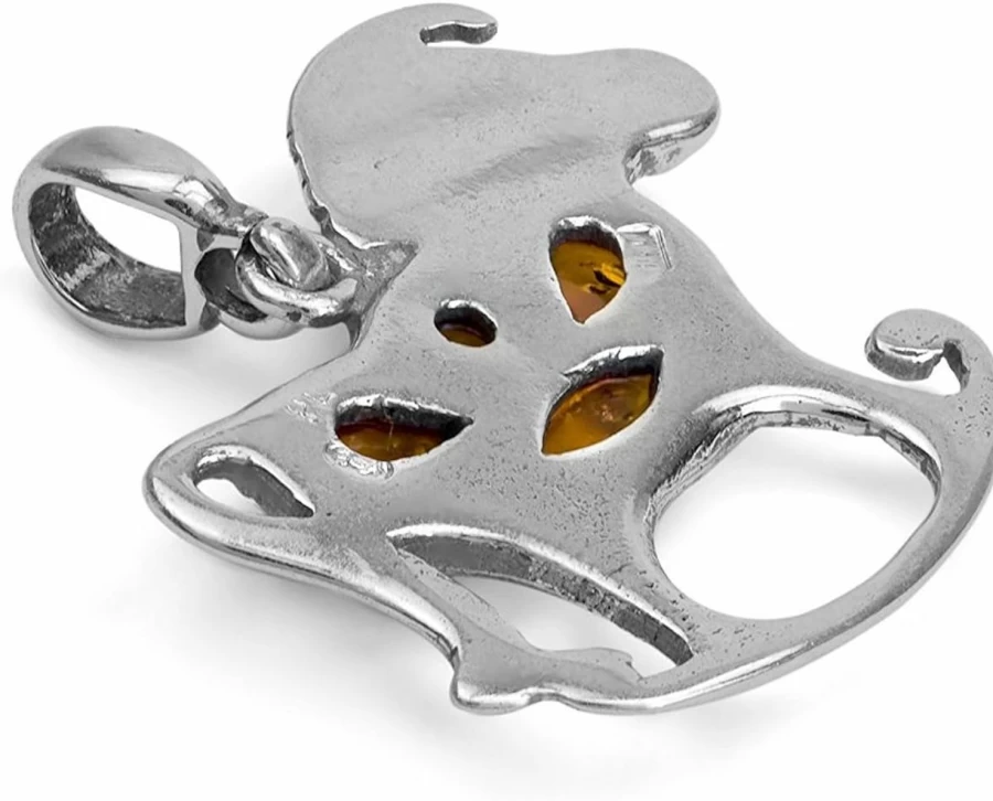 Ian & Valeri Co. Sterling Silver Amber Rocking Horse Pendant Necklace - Handcrafted Jewelry