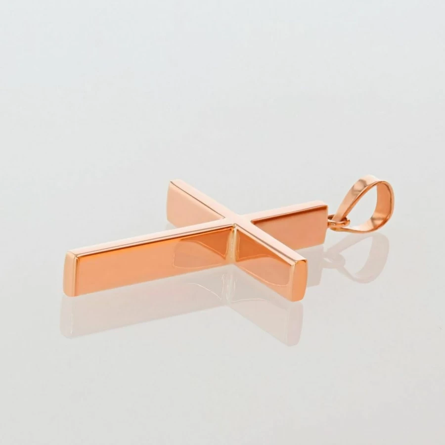 14K Rose Gold High Polish Slender Cross Pendant - Jewelry America