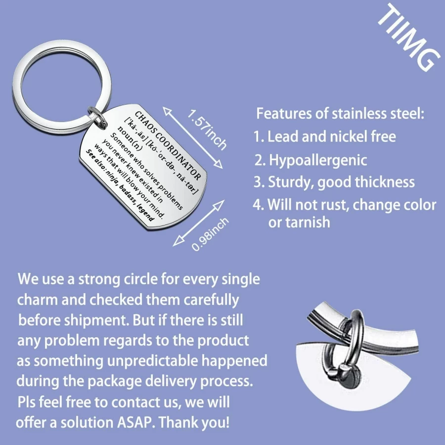 "TIIMG Chaos Coordinator Keychain - Perfect Gift for Wedding Planners, Moms, Wives, Teachers & Daycare Staff - Thoughtful Thank You Present"