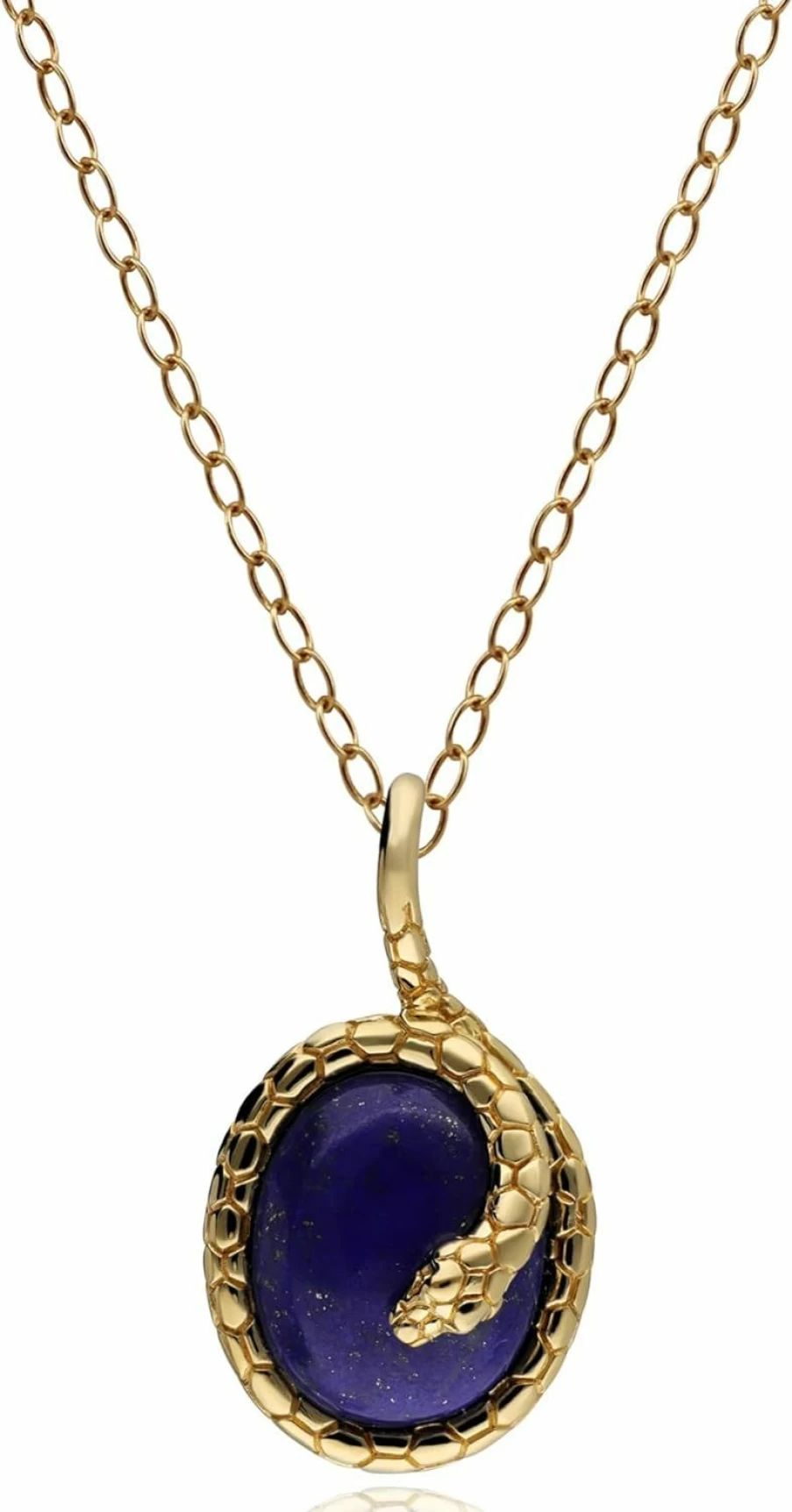 Gemondo 925 Sterling Silver Gold Plated Oval Lapis Lazuli Snake Pendant Necklace