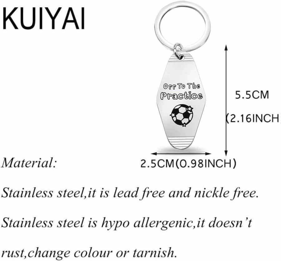 "KUIYAI Soccer Coach Keychain Gift - Personalized Football Team Appreciation Present for Soccer Lovers & Club Members - 'Off To Practice' Motel Style Key Ring"