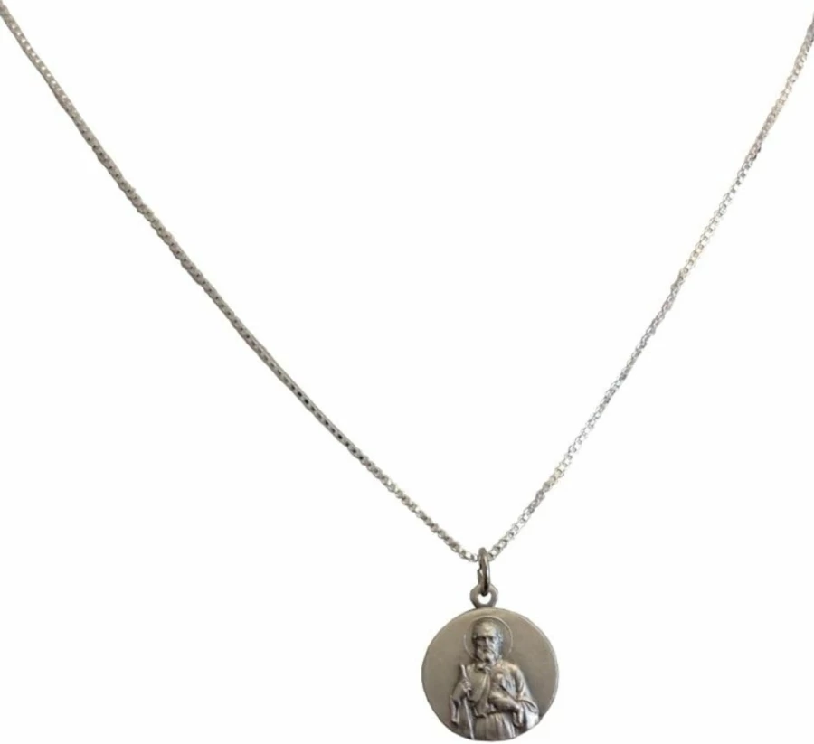"I G J Sterling Silver Saint Jude Thaddeus Apostle Medal Chain - Patron Saint of Hope & Miracles"