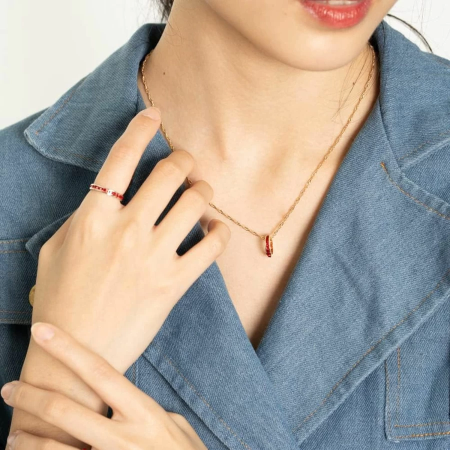 Bosvision Crystal Birthstone Pendant Necklace - Stackable Full Eternity Charm, Personalized Birthstone Jewelry Gift