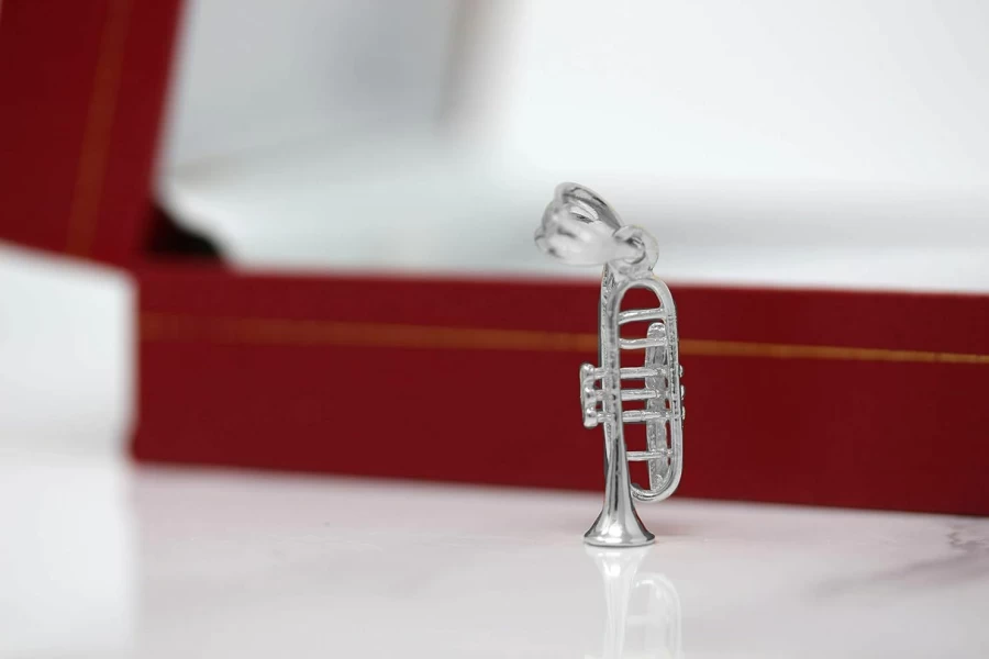 CaliRoseJewelry Sterling Silver Trumpet Horn Pendant Charm for Necklace - Musical Instrument Jewelry Gift