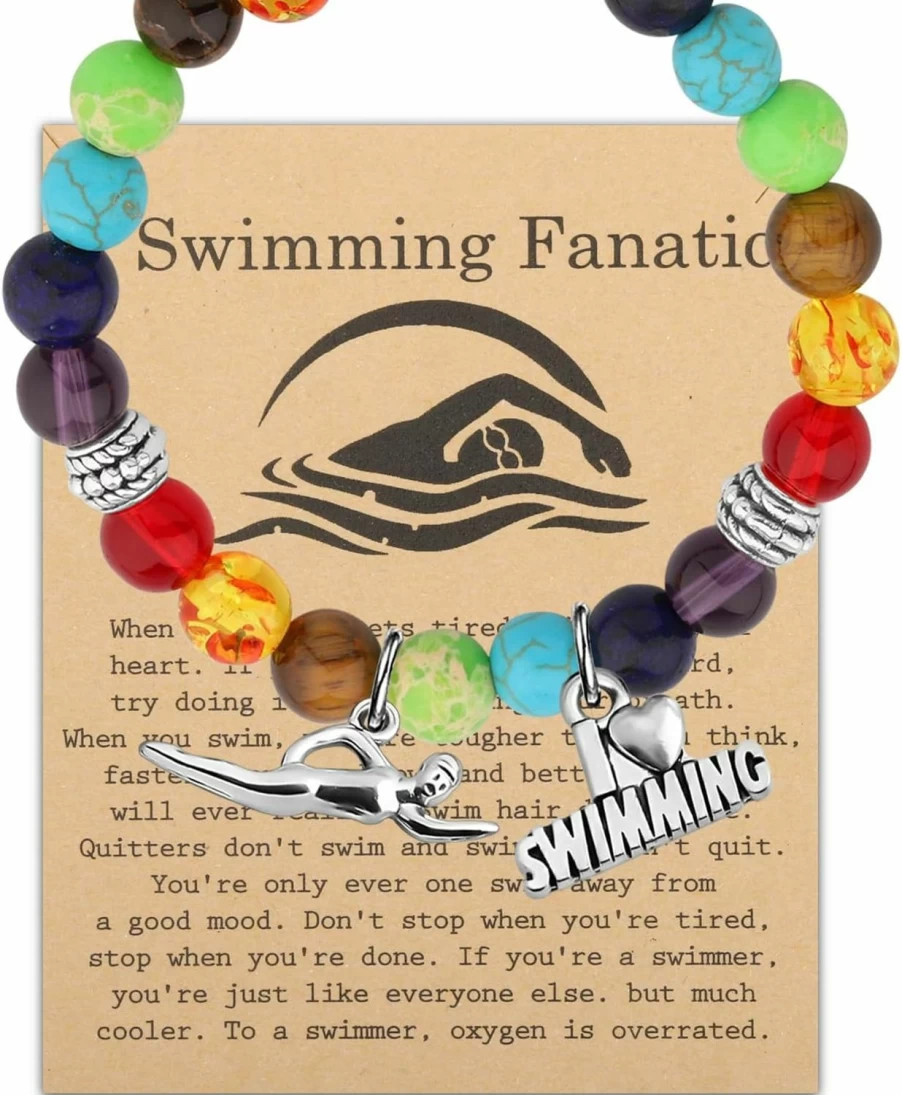 WSNANG Inspirational Swimming Bracelet Gift for Swimmers - Motivational Jewelry with Message Card for Swim Team & Swimming Lovers