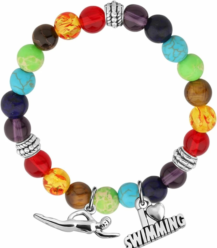 WSNANG Inspirational Swimming Bracelet Gift for Swimmers - Motivational Jewelry with Message Card for Swim Team & Swimming Lovers