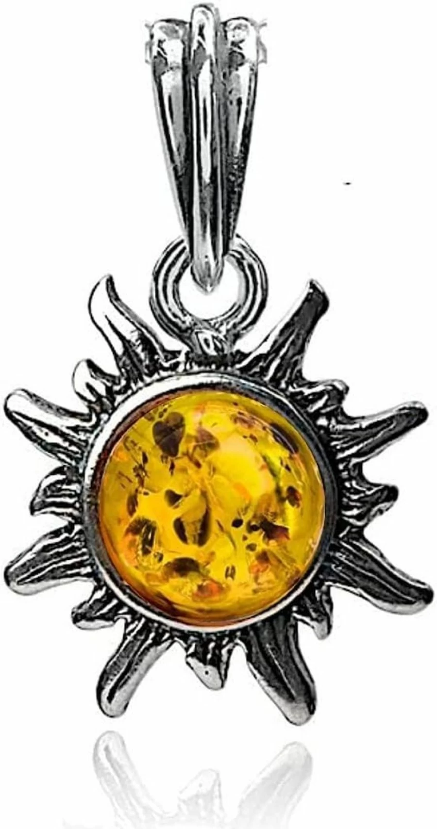 "Ian and Valeri Co. Sterling Silver Amber Sun Pendant Charm – Handcrafted Jewelry"