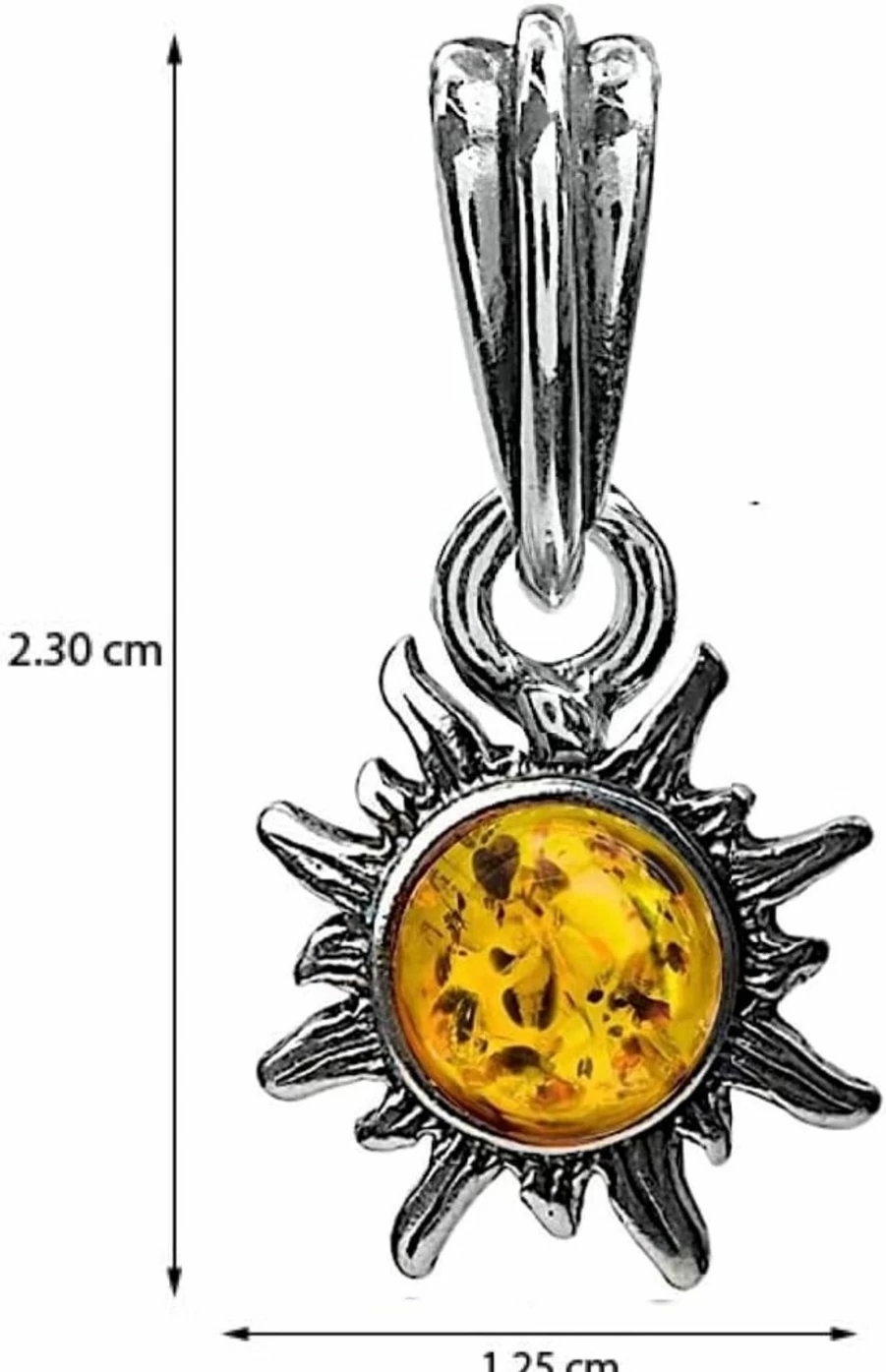 "Ian and Valeri Co. Sterling Silver Amber Sun Pendant Charm – Handcrafted Jewelry"