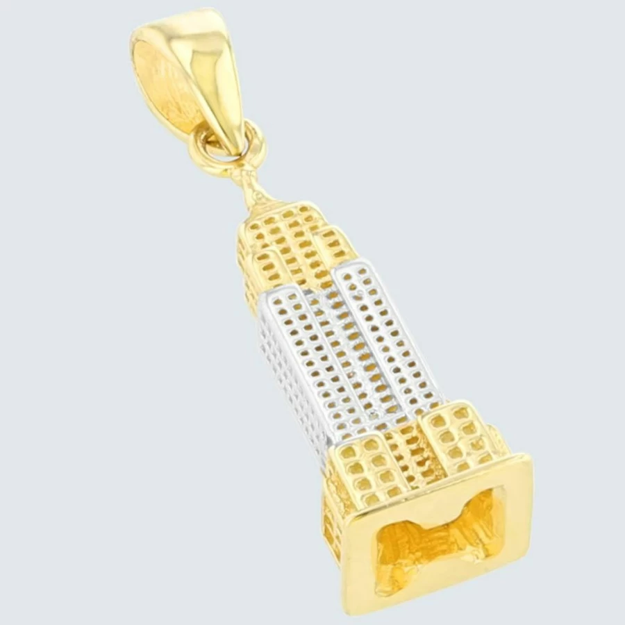 14K Solid Gold Empire State Building Pendant - Jewelry America