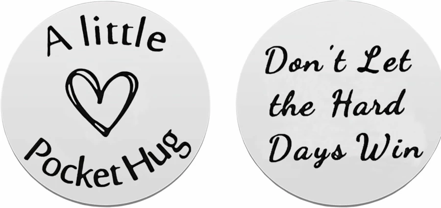 LINY Stainless Steel Pocket Hug Token - Inspirational Gift for Best Friend, Sister, Family - "Don't Let the Hard Days Win" Keepsake