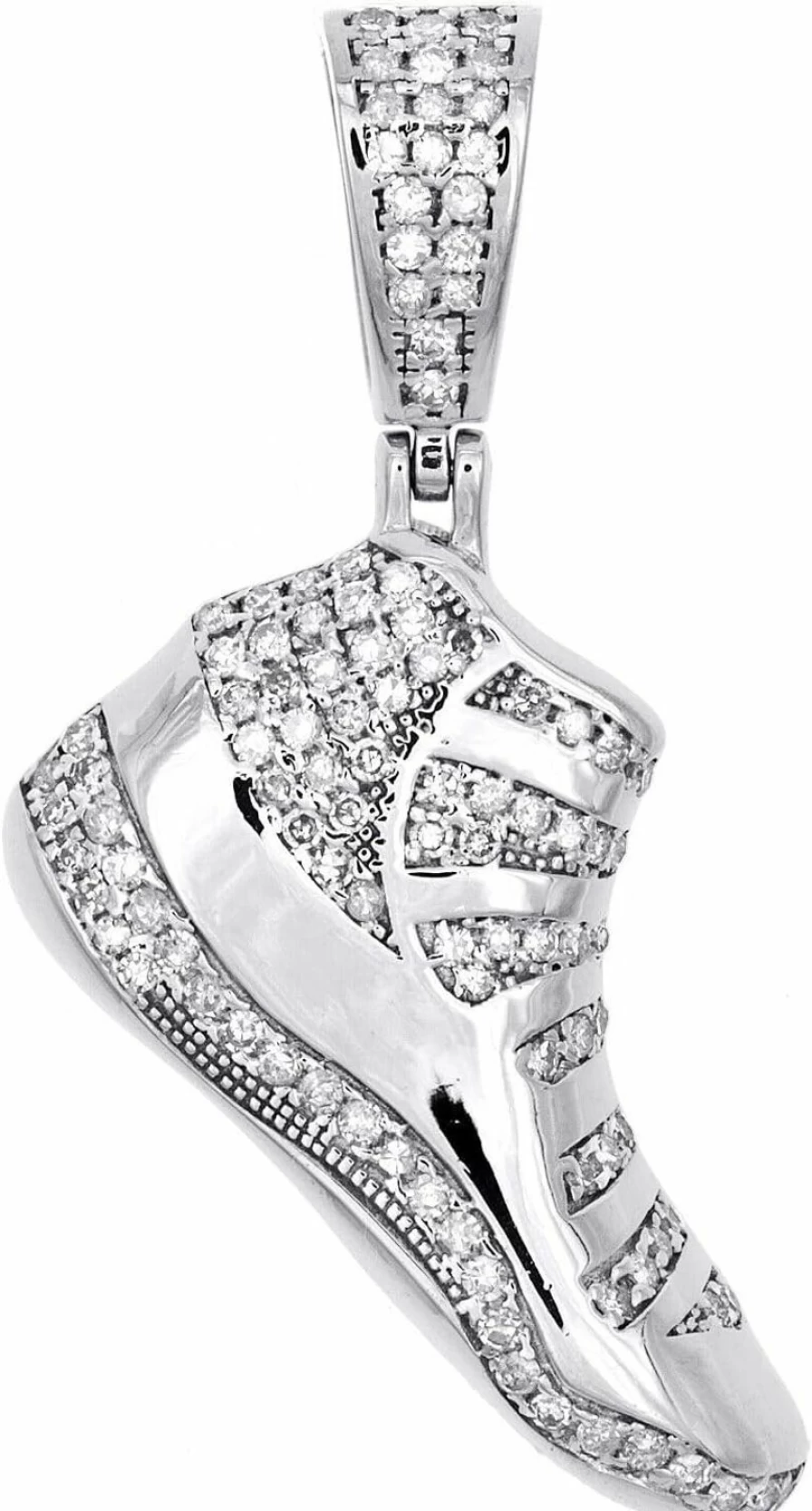 "Generic 925 Sterling Silver Basketball Shoe Charm Pendant with Round Cut Pave Diamonds for Jewelry Gift"