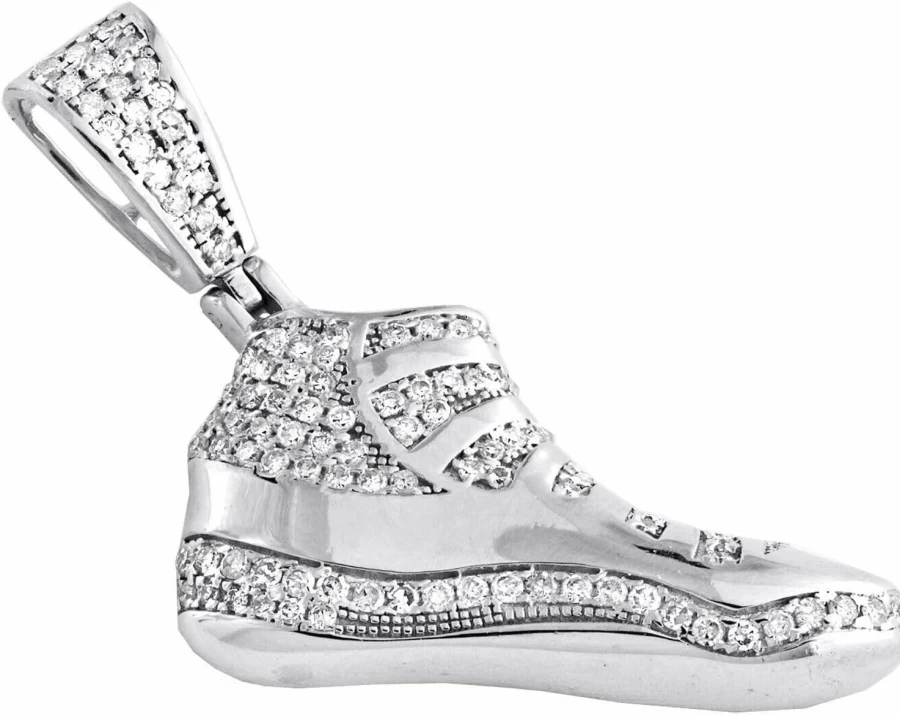 "Generic 925 Sterling Silver Basketball Shoe Charm Pendant with Round Cut Pave Diamonds for Jewelry Gift"