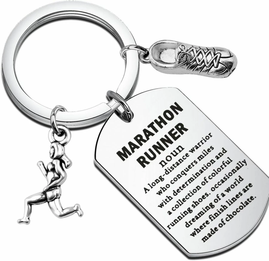 FAADBUK Marathon Runner Keychain - Custom Engraved Athlete Gift for Runners - Best Running Enthusiast Present - Durable Metal Finish