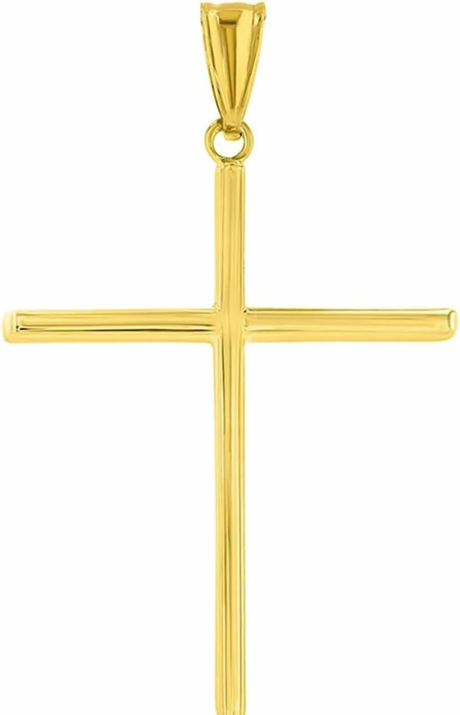 "Jewelry America 14K Yellow Gold High Polish Cross Pendant - 4mm Thick Slender Design"