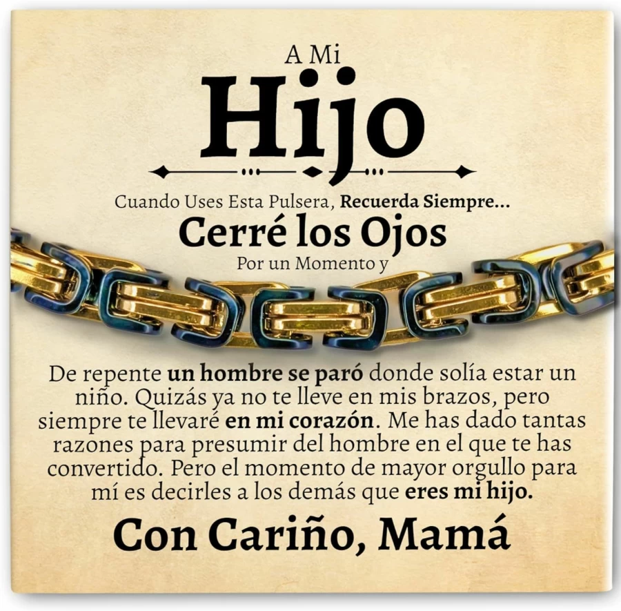 "Love You This Much Pulsera para Hijo - Regalo Sentimental de Madre a Hijo, Regalo Único de Cumpleaños, Joyería Personalizada para Niños"