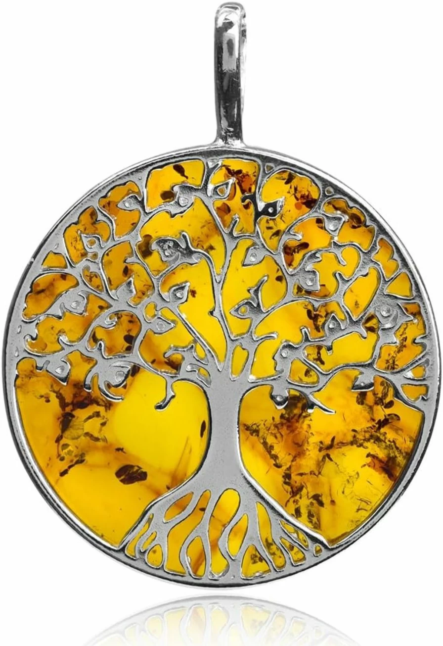 "Ian and Valeri Co. Sterling Silver Amber Tree Pendant Necklace – Handcrafted Jewelry"
