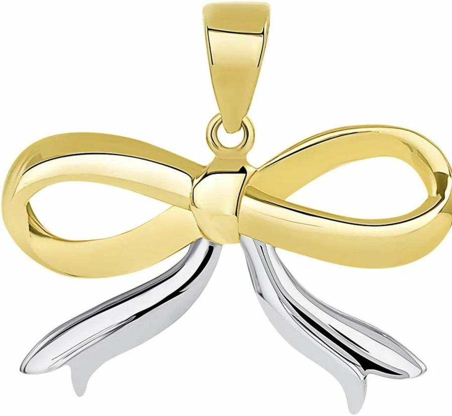 14K Two-Tone Gold Ribbon Knot Pendant - Elegant Jewelry America Necklace