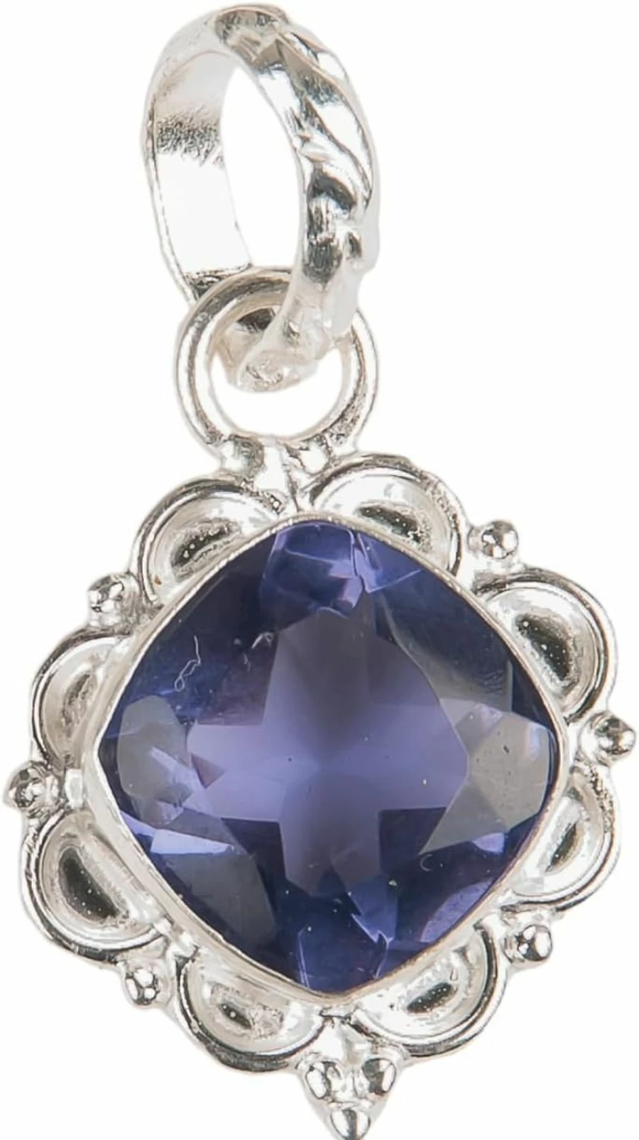 SHNAYA JEWELS Natural Iolite Gemstone 925 Sterling Silver Pendant - Handmade Unisex Vintage Jewelry for Engagement, Mother's Day, Anniversary, Birthday Gift