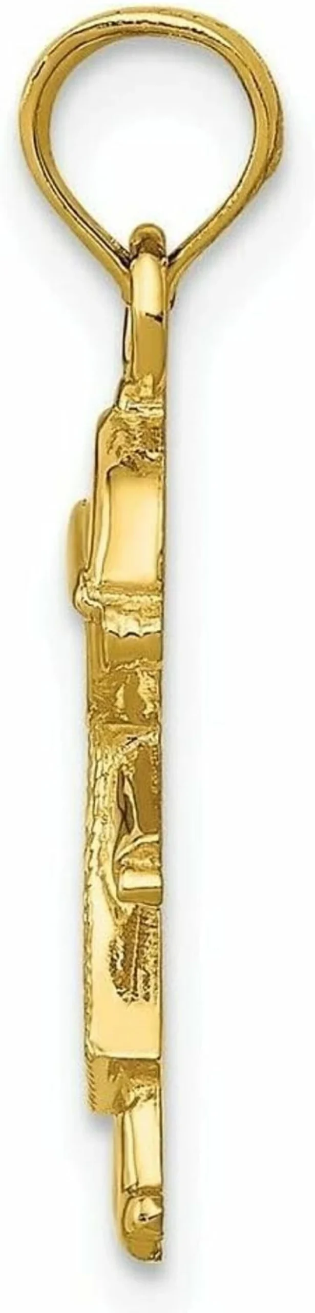 14K Yellow Gold Boy With Hat Dangle Pendant - Textured & Polished Handcrafted Jewelry for Men & Women
